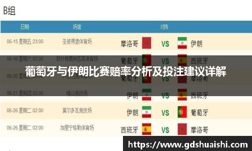 葡萄牙与伊朗比赛赔率分析及投注建议详解